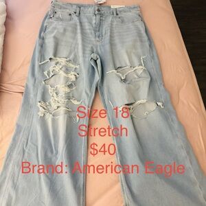American Eagle Outfitters Light Blue Ripped Women's Flare Jeans